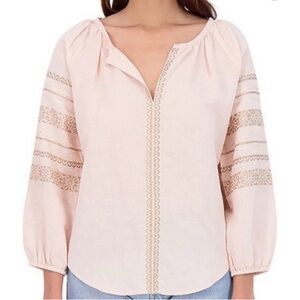 Roller Rabbit Malm Blush Pink Embroidered Top